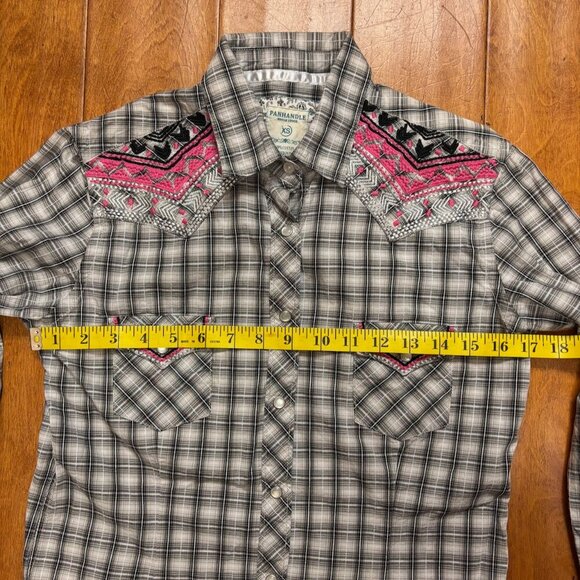 Panhandle Rough Stock Women Shirt Sz S Pearl Snap Embroider Texas Cowgirl Rodeo - Picture 12 of 13